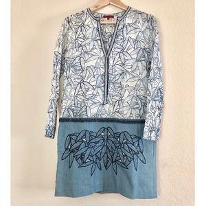 Vivienne Tam printed chambray dress w embroidery
